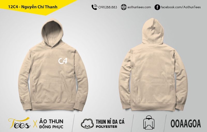 Áo hoodie 12C4 trường THPT Nguyễn Chí Thanh - C4 Nguyen Chi Thanh