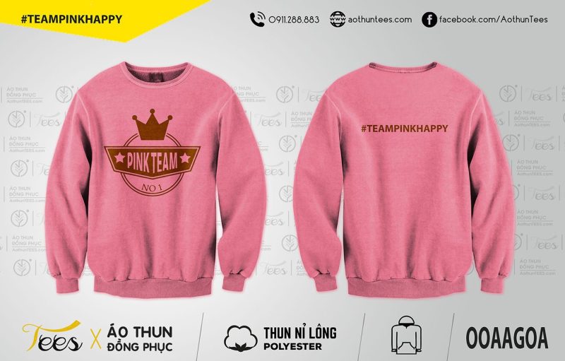 Áo sweater nhóm bạn #TeamPinkHappy - pinkteam daw1400